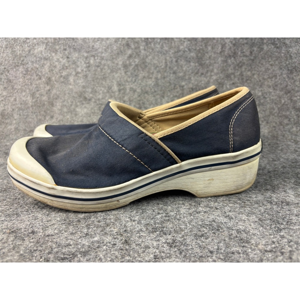 Dansko Clogs Women 40 Navy Blue Canvas Vegan Platform Slip On 6600540100
